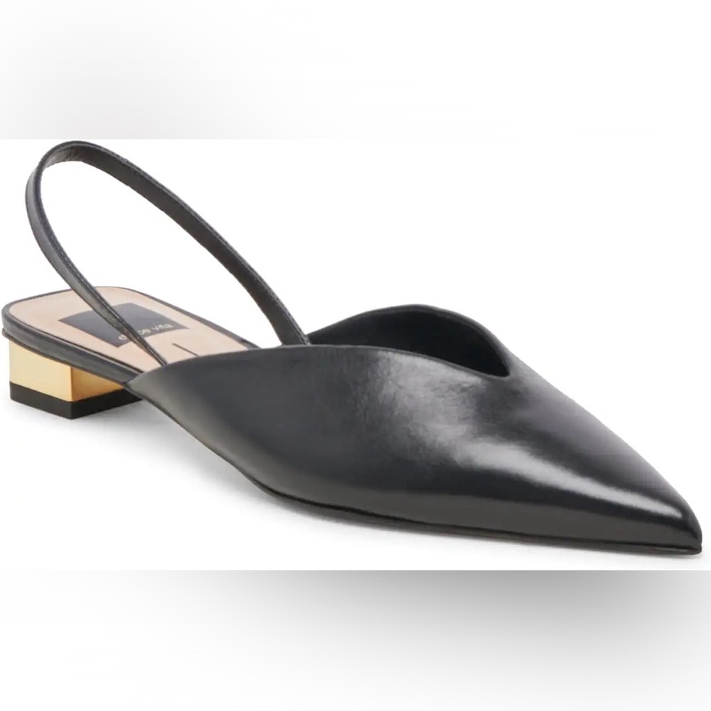 Dolce Vita Black Slingback Flats with Gold Heel